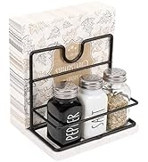 Livabber Napkin Holder, Metal Napkin Holder with Salt and Pepper Shakers Caddy Modern Napkin Disp...