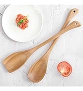 Large Wooden Utensil for Cooking, Slant-tailed Design Big Wooden Spoon with Long Handle, (Spoon +...