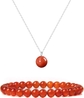 red carnelian necklace bracelet set silver