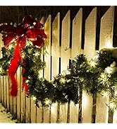 Christmas Wreath, Warm LED Christmas Wreath, 2.7m Christmas Rattan Man Decoration Wreath Wicke...