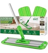 HOMEXCEL Microfiber Mop Floor Cleaning System,18" Flat Mop with Aluminum Handle and 360-Spin Floo...