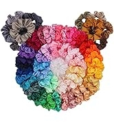 60 Pack Hair Scrunchies, BeeVines Satin Silk Scrunchies for Hair, Silky Curly Hair Accessories fo...