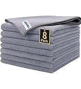 HOMERHYME Premium Microfiber Cleaning Cloth, 8 Pack Cleaning Rags, Lint-Free 300GSM High-Performa...