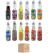 Ramune Japanese Soda with Marble Variety 12 Pack- Marble Soda Japanese Drinks by Snackivore