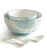 AYFDISHS Soup Bowls, Ceramic Salad Bowls with 2 Spoons, Deep Cereal Bowls for Pasta, Noodles, Sou...