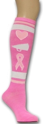 Pink Breast Cancer Cheer Sock