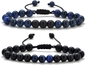 2pcs Blue Tiger &Matte Agate-Bracelet