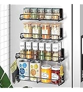 SUNALLY Magnetic Spice Rack for Refrigerator, 4 Pack Magnetic Fridge Shelf, Spice Organizer Shelf...