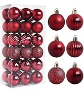 TranquilBliss Christmas Ornaments, 36 Packs 1.57 Inch, Red Christmas Ball Decorations Ornaments f...