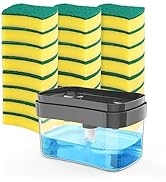 HOMEXCEL Dish Soap Dispenser with 24 Scrub Sponges for Kitchen Sink, 2 in-1 Premium Soap Dispense...