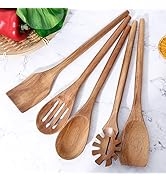 Exquisite Wooden Cooking Utensils For Kitchen, Set Of 5, 12 Inch Acacia Wood Kitchenware Tool Set...