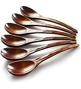 Soup Spoons,AOOSY Wooden Soup Spoons, 6 Pieces 7.84 inches Japanese Ramen Spoons Round Nanmu Wood...