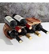 8-Bottles Wine Storage Rack Table Top, 2-Tier 8-Slot Small Wine Racks, Stackable Farmhouse Wine C...