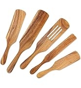 Wooden Cooking Utensils, Wooden Spatulas Set As Seen On TV, AOOSY 5 Pcs Natural Acacia Wood Spurt...