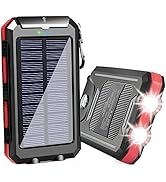 Solar Charger 20000mAh Solar Power Bank Waterproof Portable Charger with Dual 5V USB Port/LED Fla...