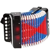 Kids Accordion Toy, 10 Keys Mini Accordion Musical Instrument for Children Early Childhood Develo...