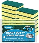 HOMEXCEL Heavy Duty Sponges Kitchen 12 Pack, Scrub Sponges for Cleaning, Dish Sponges for Washing...