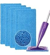 Reusable Mop Pad (UP to 100X) for Swiffer Wet Jet Spray Mop & All 10-12 Inch Flat Mop, Multi-Surf...