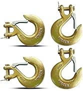 3/8" Clevis Slip Hook, 4 Pack Forged G70 Steel Clevis Hook with Safety Latch for Deck Hauler Rece...