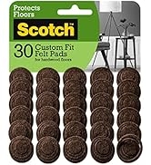 Scotch Custom Fit Felt Pads, Brown, Size .75 up to 1.5 in, 30 ct, Protection for Hardwood, Vinyl,...