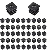 V-chen 200PCS Inserts for Square Tubes with M6 Metal Thread,Square Black Plastic Plug for 0.79"x0...