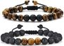 2pcs Black Matte Agate &Lava Rock-Bracelet