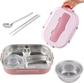 Four-compartment lunch box with soup bowl: pink