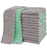 HOMEXCEL Dish Towels 12 Pack,Premium Kitchen Towels,Super Absorbent Coral Fleece Dishtowels, Nons...