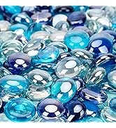 Stanbroil 10-Pound Blended Fire Glass Beads - 1/2 inch Fire Glass Drops Blended Cobalt Blue, Crys...