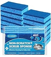 HOMEXCEL Non-Scratch Scrub Sponges Kitchen 12 Pack, Cleaning Sponges for Dishes, Dual Sided Dish ...