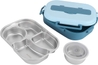 Four-compartment lunch box with soup bowl: blue