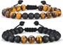 2pcs Matt Agate &Tiger Eye-Bracelet