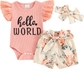 A Pink Hello Shorts Set