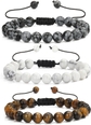 3Pcs-Tiger Eye,Alabaster,White