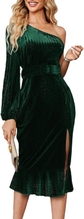 01 One Shoulder Emerald Green