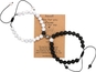 Couple bracelet: Black Lava Rock Stone&White