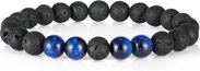 Blue Tiger Eye Lava Rock Beads Bracelet