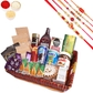 Big Red Basket Hamper of 30 Goodies with 5 Rakhis